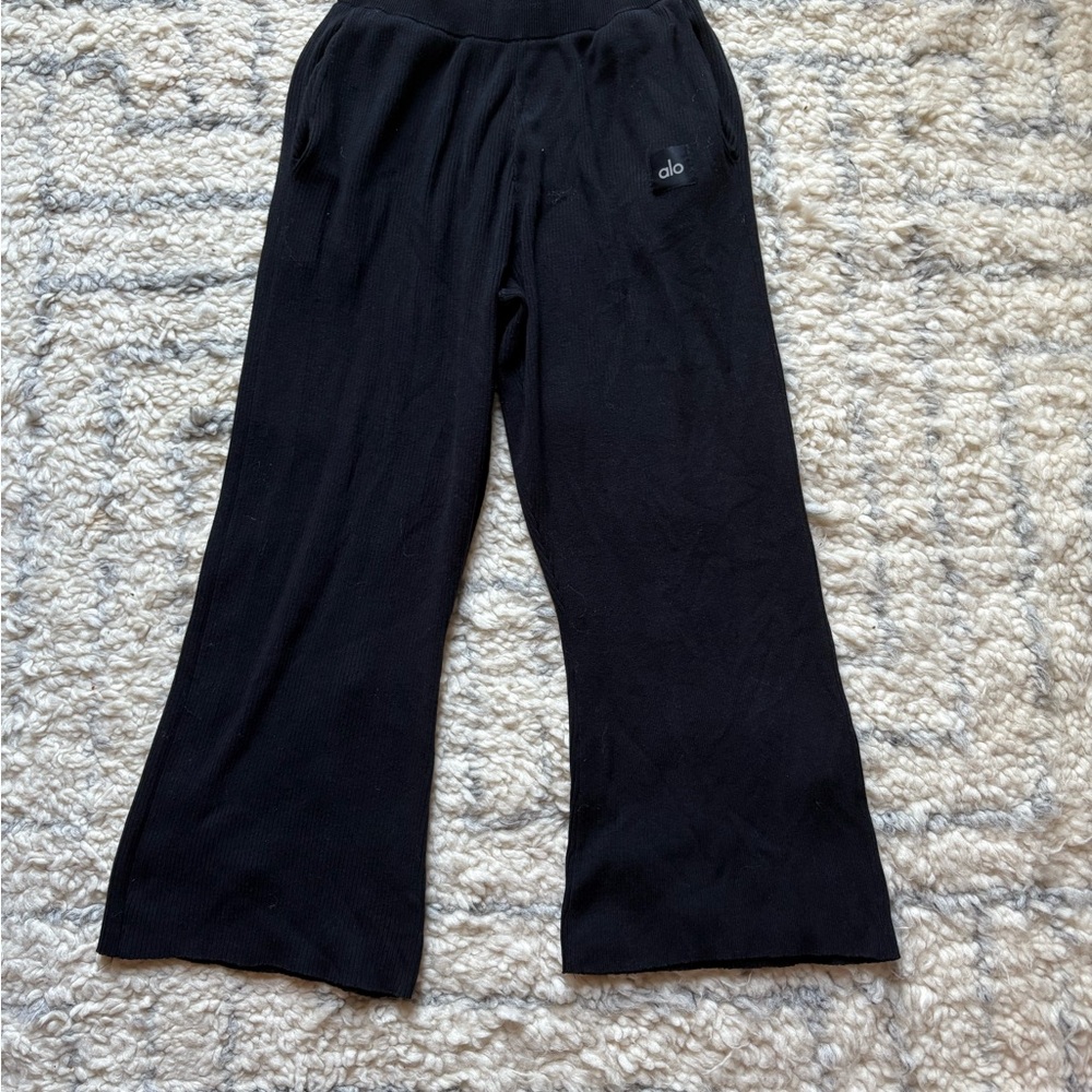 ALO Yoga Black Ribbed Sweatpants